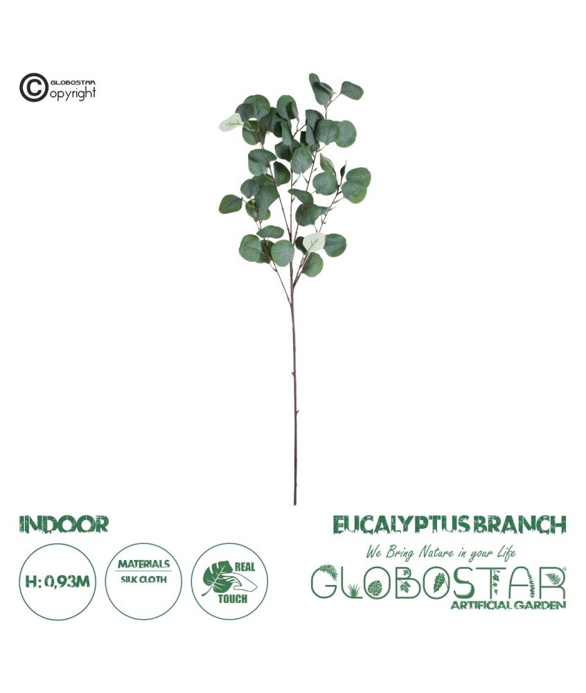 GloboStar® Artificial Garden EUCALYPTUS BRANCH 20258 Τεχνητό Διακοσμητικό Κλαδί Ευκάλυπτου Π27 x Υ93cm